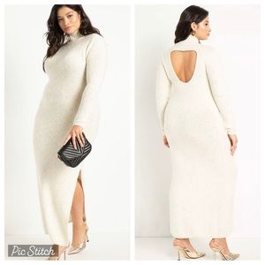 BNWT ELOQUII TINSEL YARN TURTLENECK SWEATER DRESS W/ OPEN BACK DETAIL! Sz 14/16